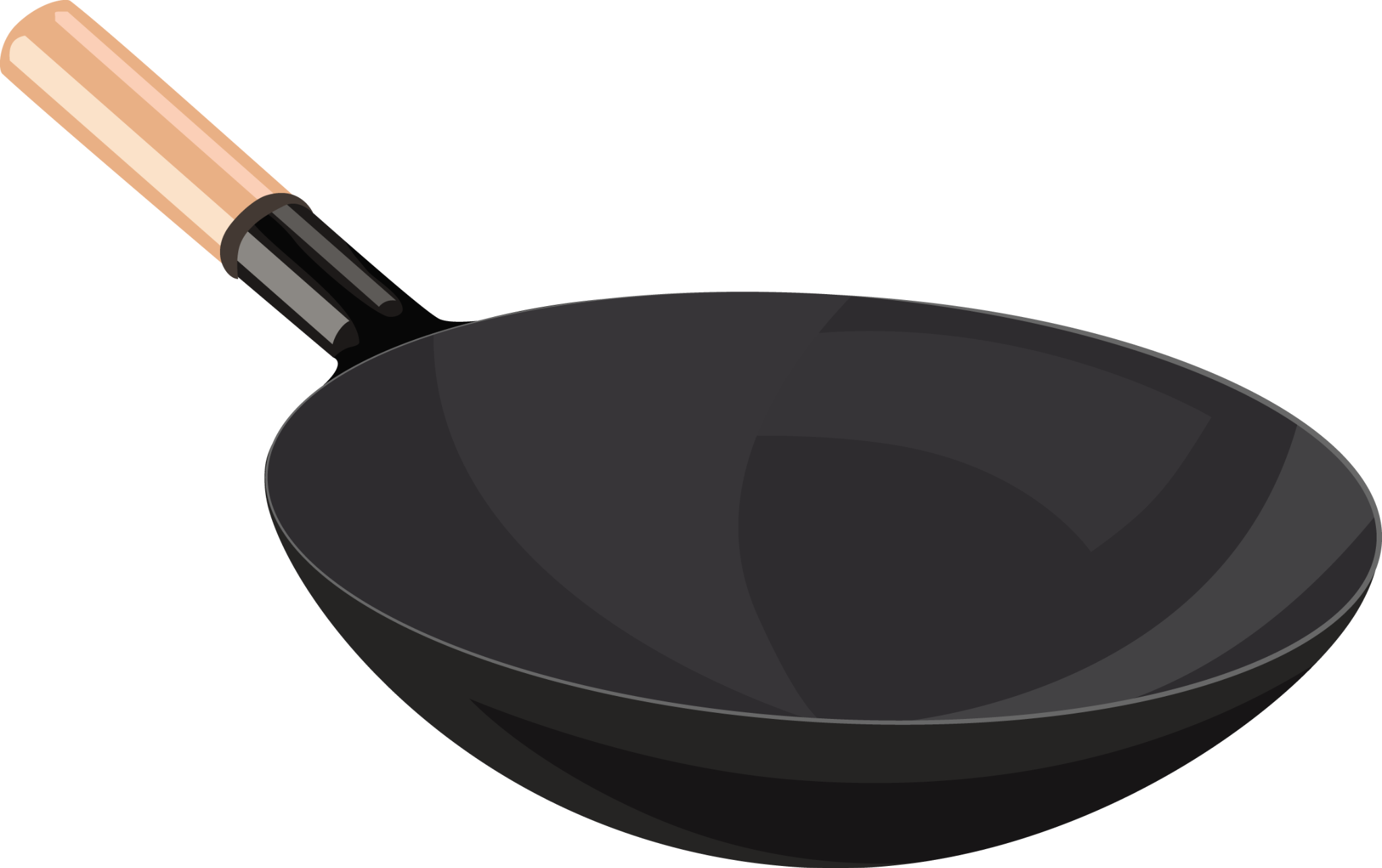 Illustrated wok on a cooktop